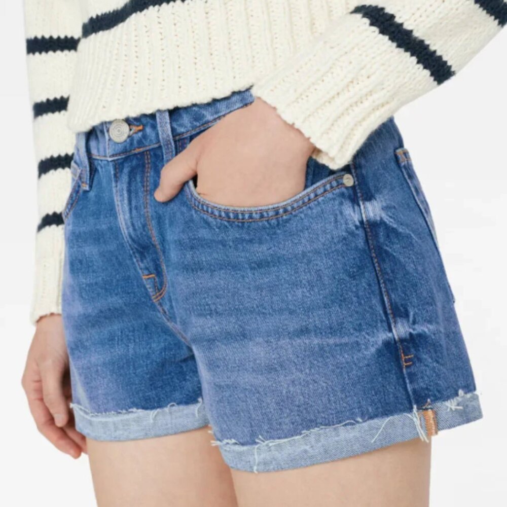 Frame Denim Blue Rolled-Hem Jean Shorts